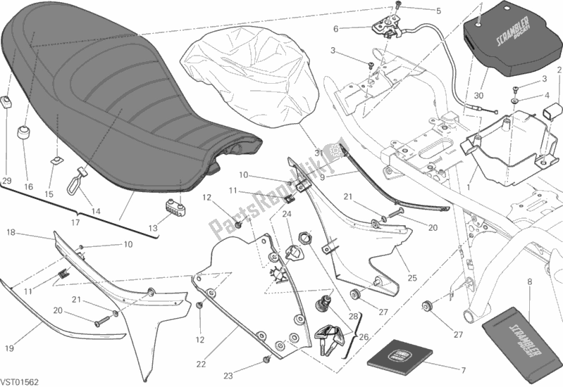 Tutte le parti per il Posto A Sedere del Ducati Scrambler Italia Independent USA 803 2016